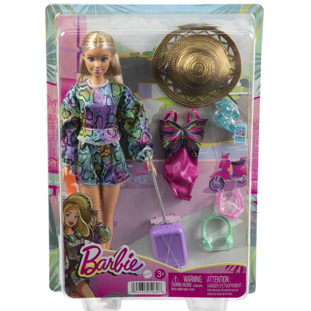 Barbie Holiday Travel Fun Doll 12" with Multicolor Outfit and Accessories